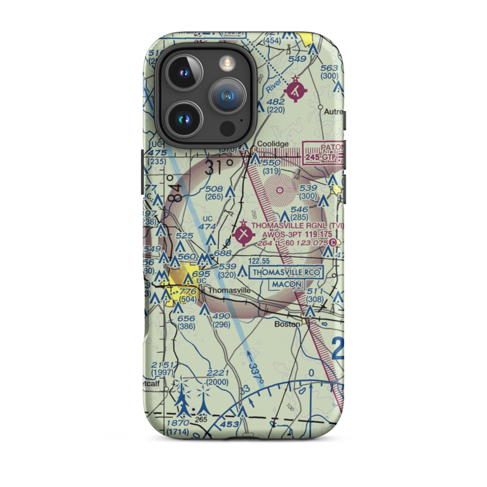 Thomasville Regional Airport (TVI) VFR Sectional  Tough iPhone Case iPhone 16 Pro Max model shown