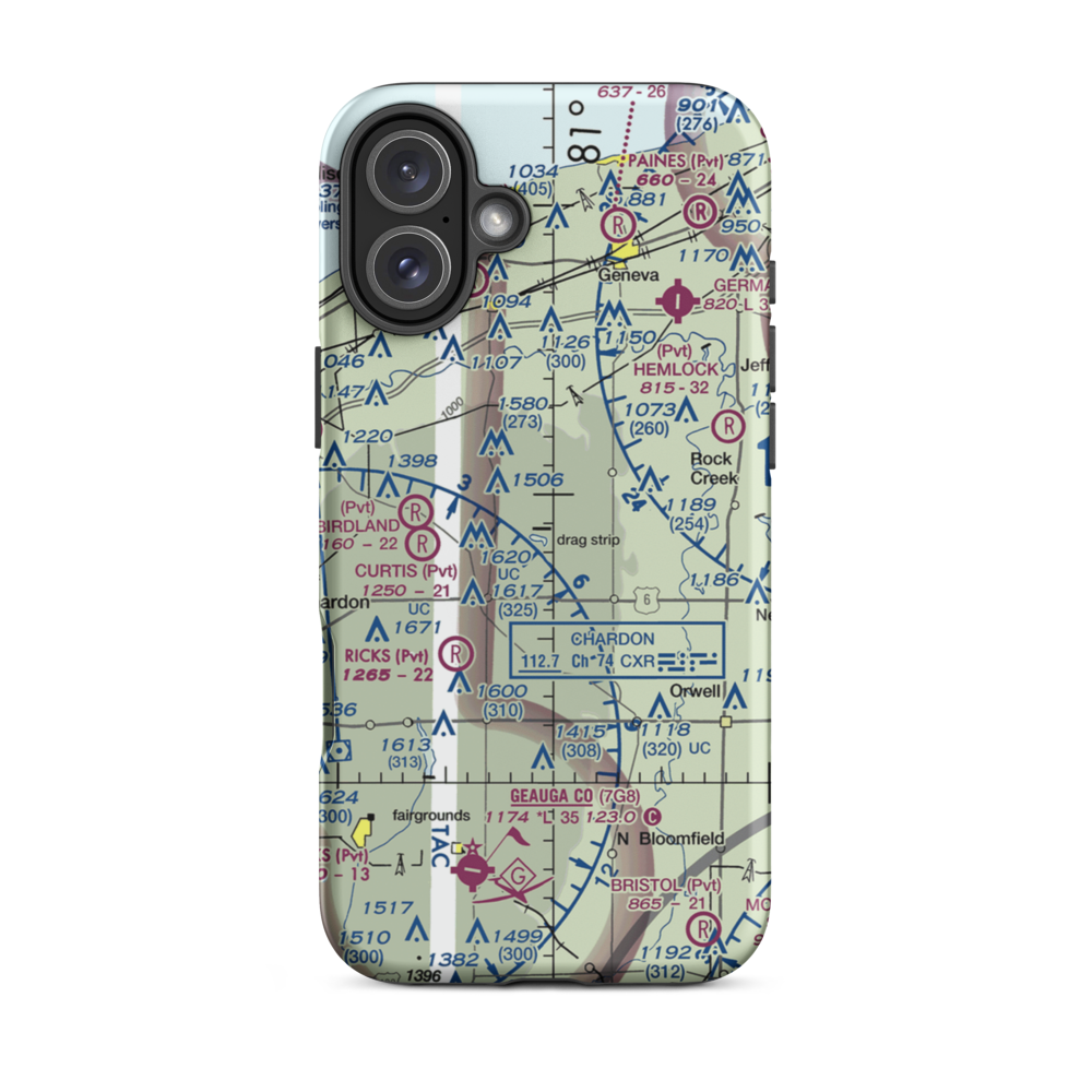 Thompson Drag Raceway Airport (73OH) VFR Sectional  Tough iPhone Case iPhone 16 Plus model shown