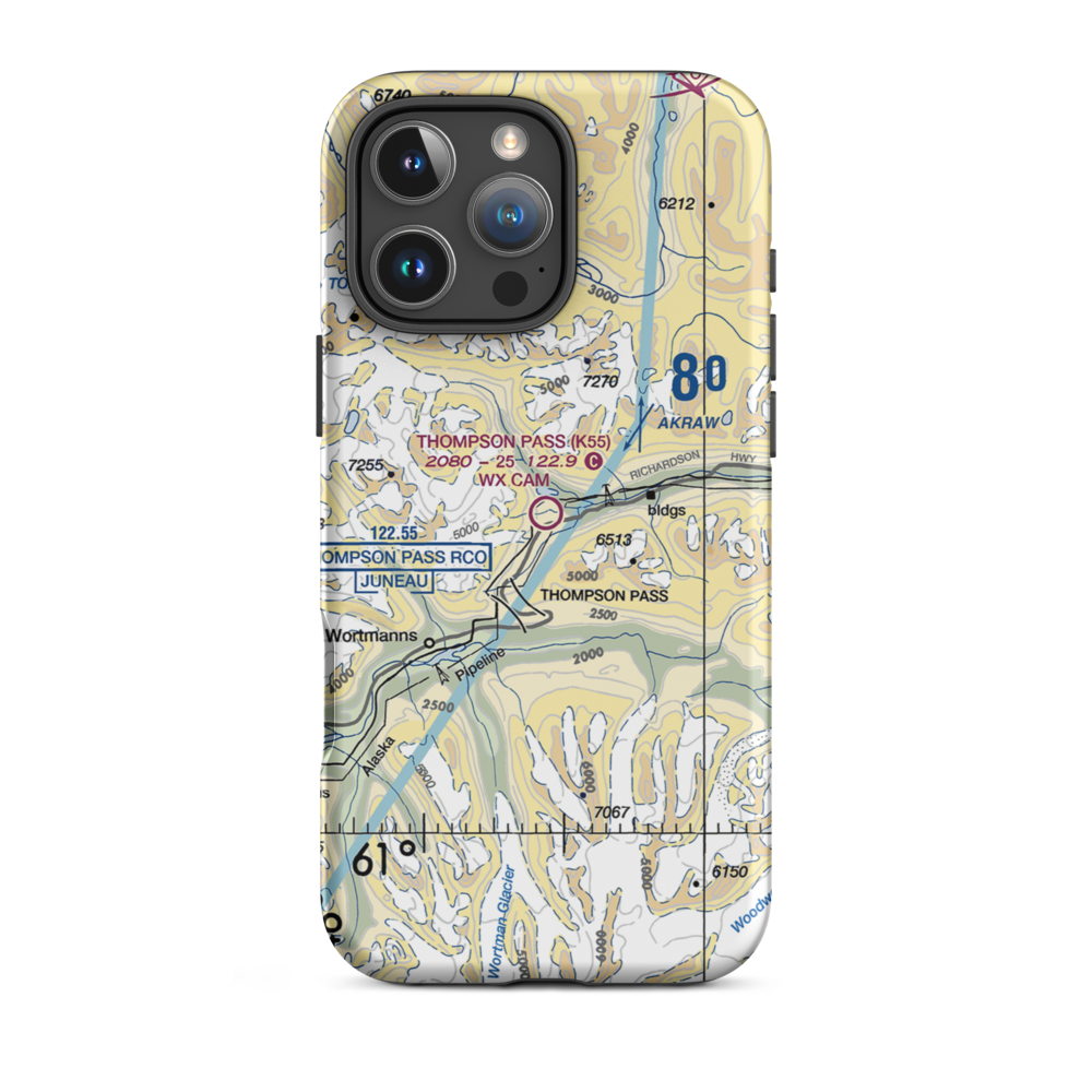 Thompson Pass Airport (K55) VFR Sectional  Tough iPhone Case iPhone 16 Pro Max model shown