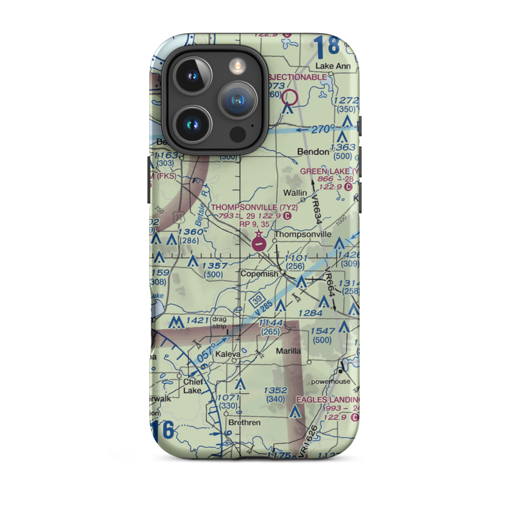 Thompsonville Airport (7Y2) VFR Sectional  Tough iPhone Case iPhone 16 Pro Max model shown