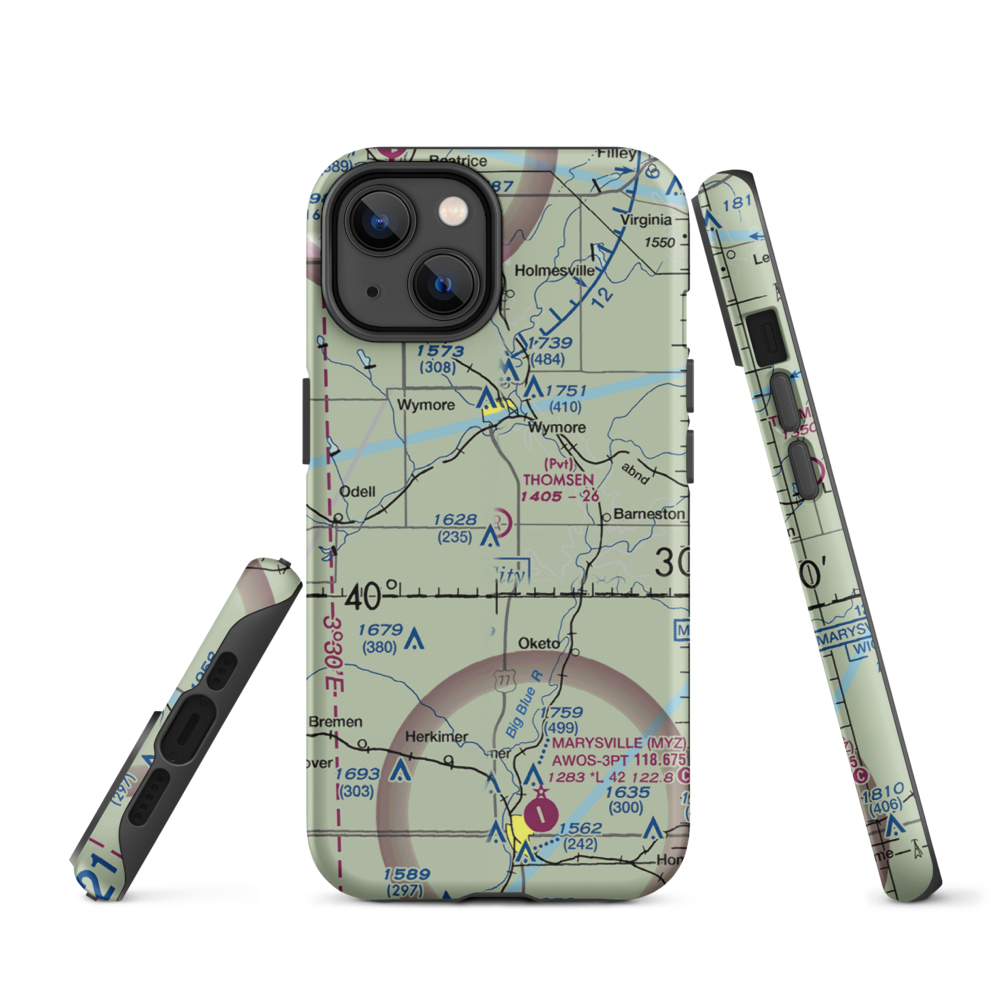 Thomsen Airport (NE92) VFR Sectional  Tough iPhone Case iPhone 14 model shown
