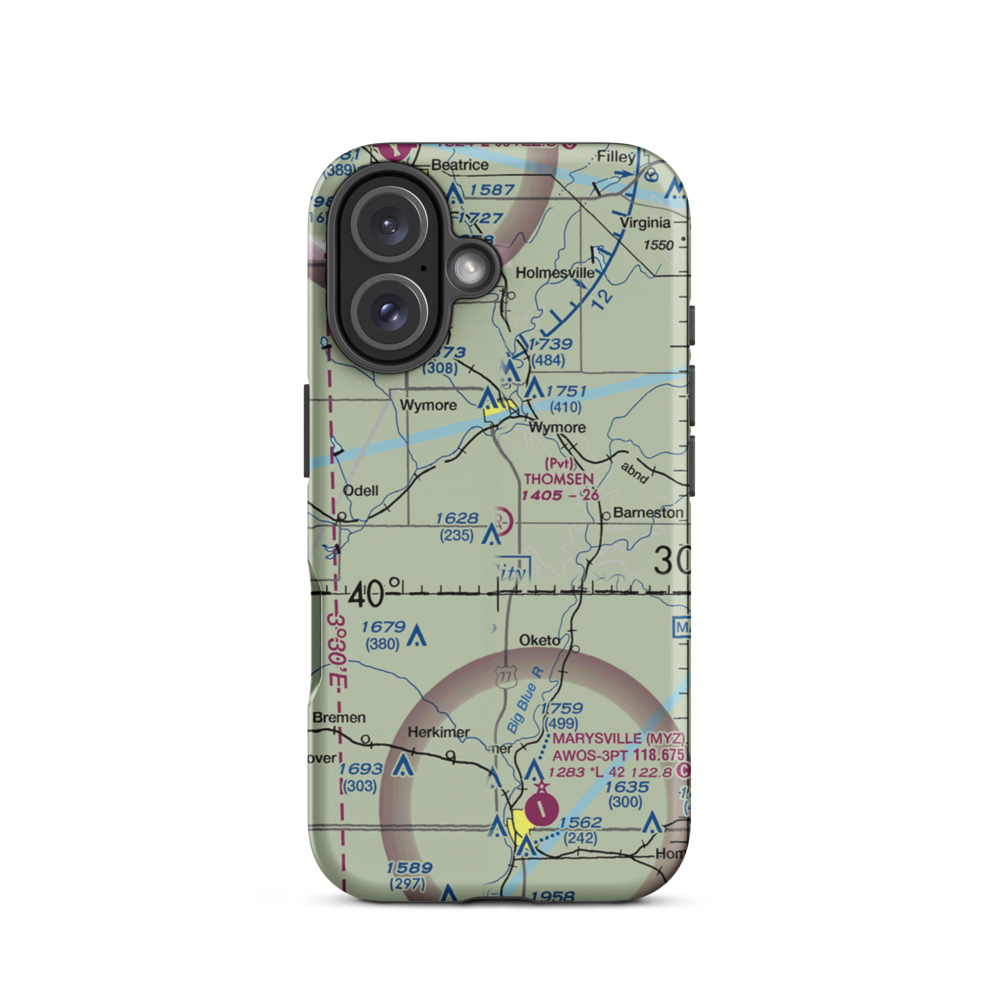 Thomsen Airport (NE92) VFR Sectional  Tough iPhone Case iPhone 16 model shown