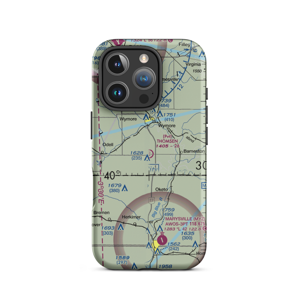 Thomsen Airport (NE92) VFR Sectional  Tough iPhone Case iPhone 16 Pro model shown