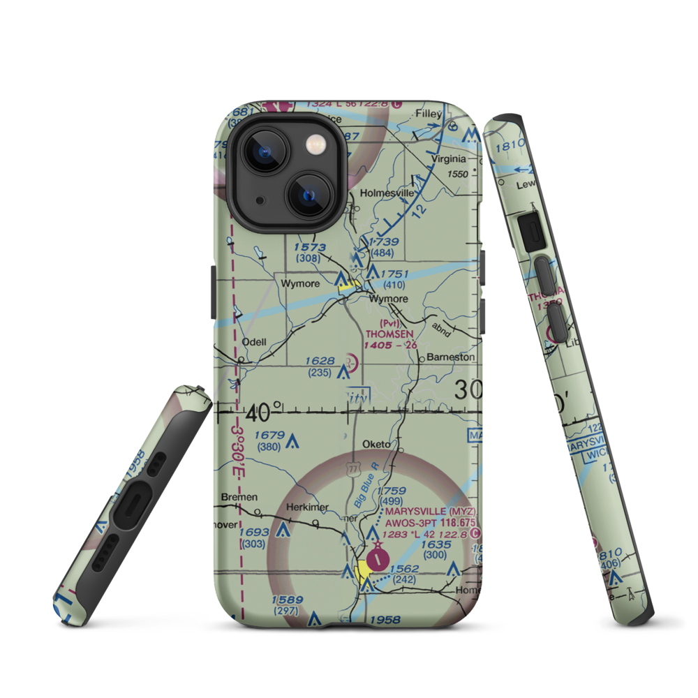 Thomsen Airport (NE92) VFR Sectional  Tough iPhone Case iPhone 13 model shown