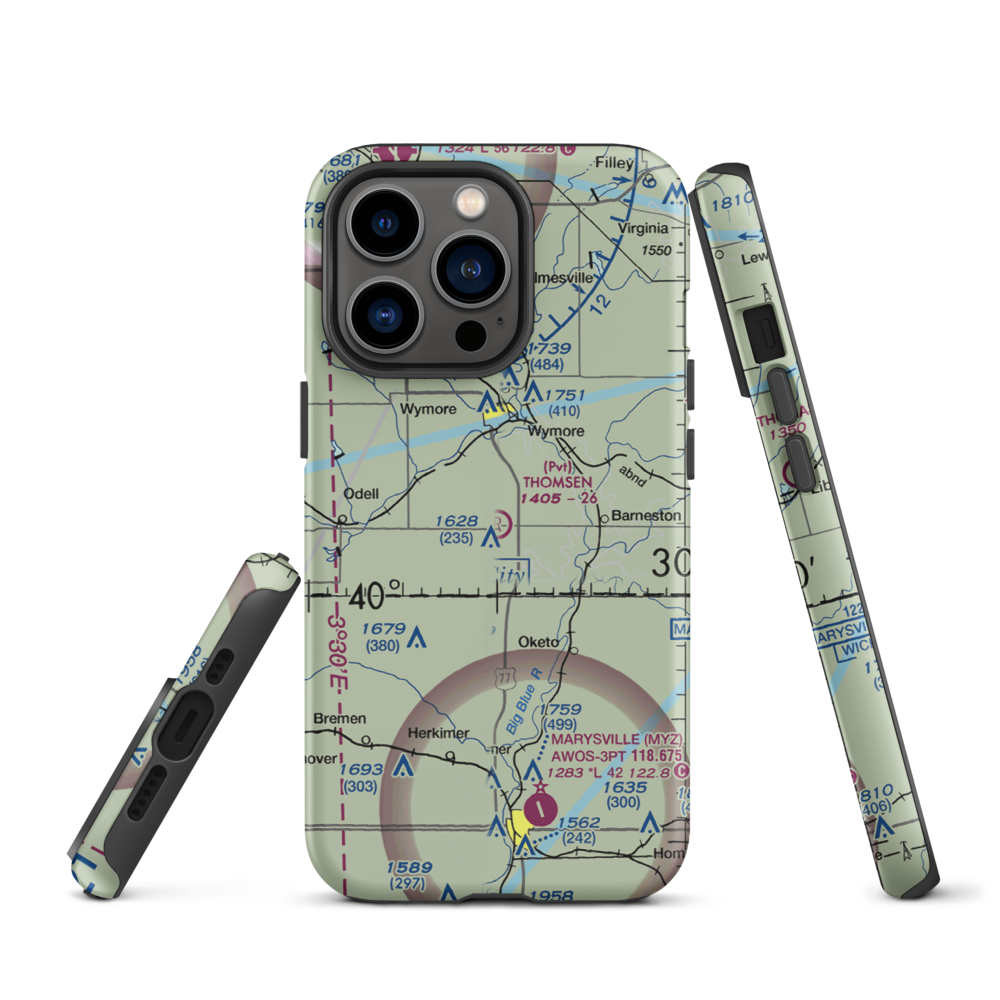 Thomsen Airport (NE92) VFR Sectional  Tough iPhone Case iPhone 13 Pro model shown