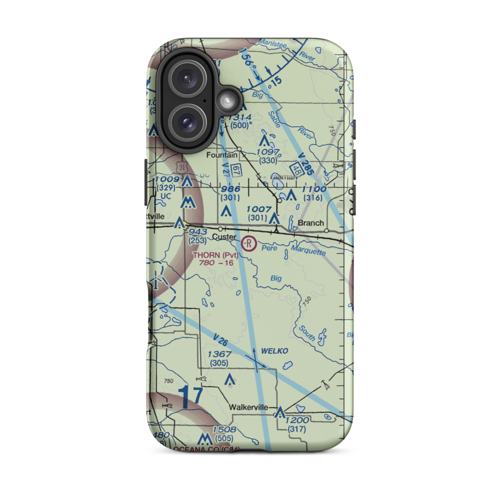 Thorn Airport (MI19) VFR Sectional  Tough iPhone Case iPhone 16 Plus model shown