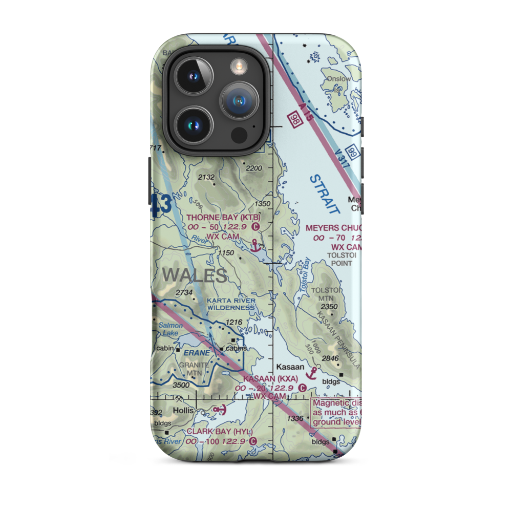 Thorne Bay Seaplane Base (KTB) VFR Sectional  Tough iPhone Case iPhone 16 Pro Max model shown