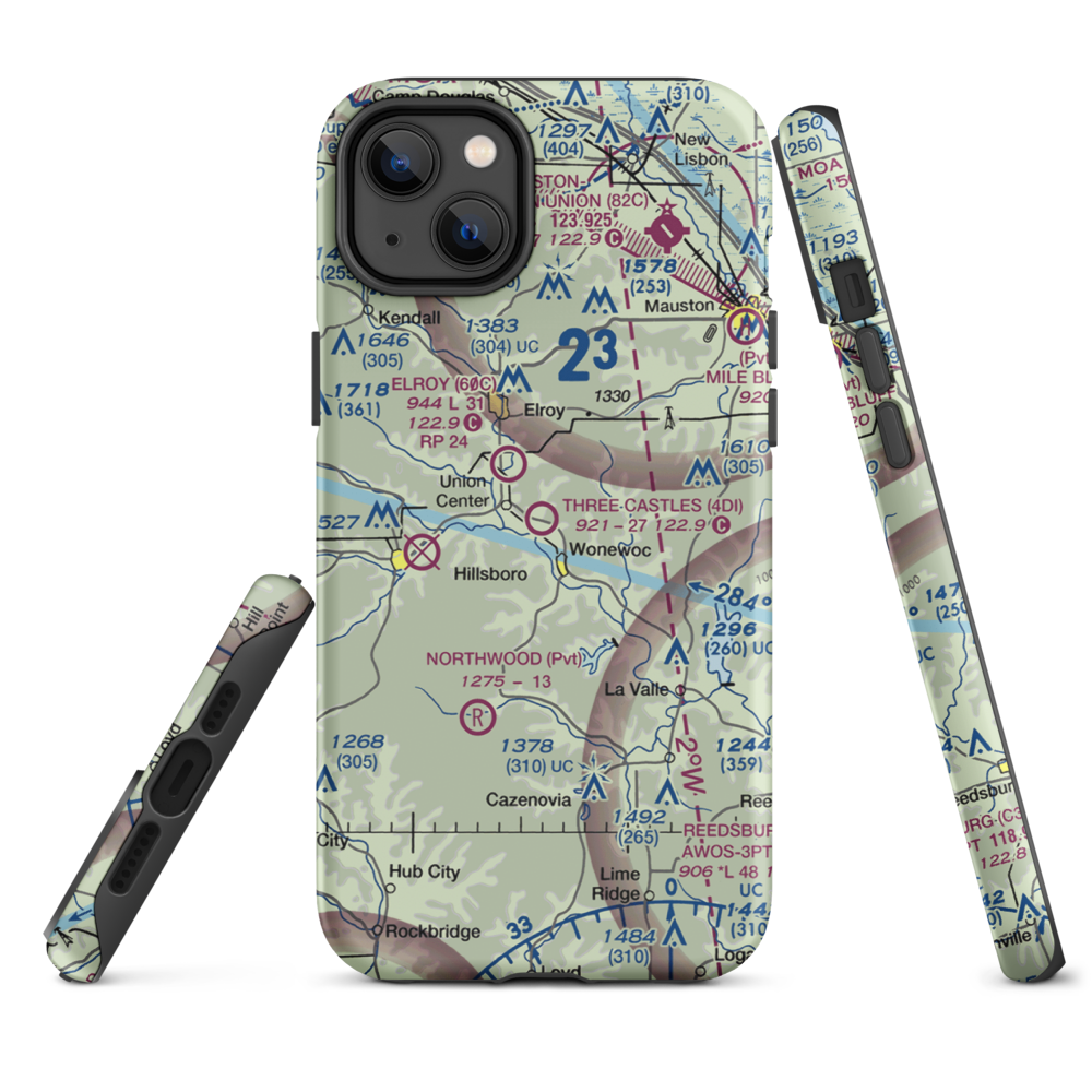 Three Castles Airpark (4D1) VFR Sectional  Tough iPhone Case iPhone 14 Plus model shown