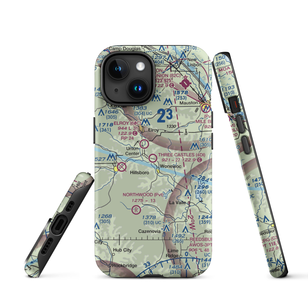 Three Castles Airpark (4D1) VFR Sectional  Tough iPhone Case iPhone 15 model shown