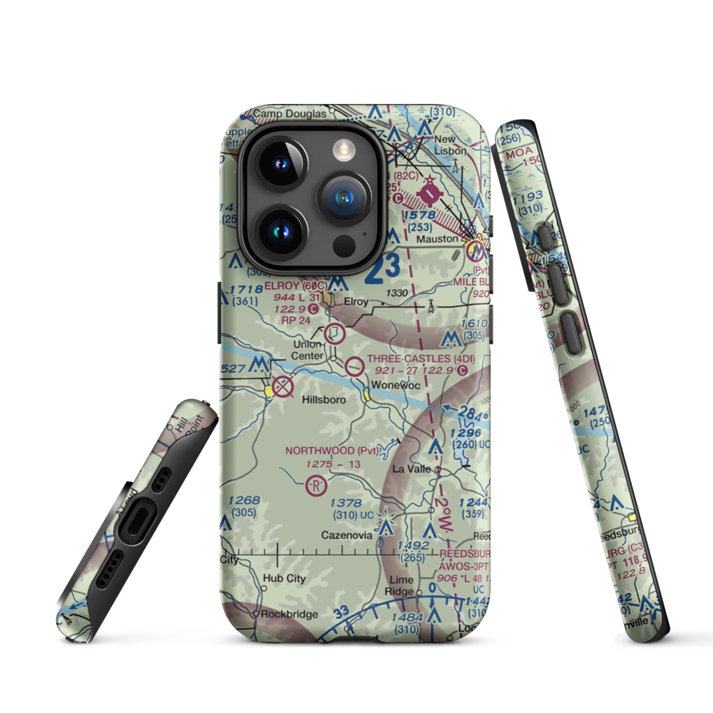 Three Castles Airpark (4D1) VFR Sectional  Tough iPhone Case iPhone 15 Pro model shown