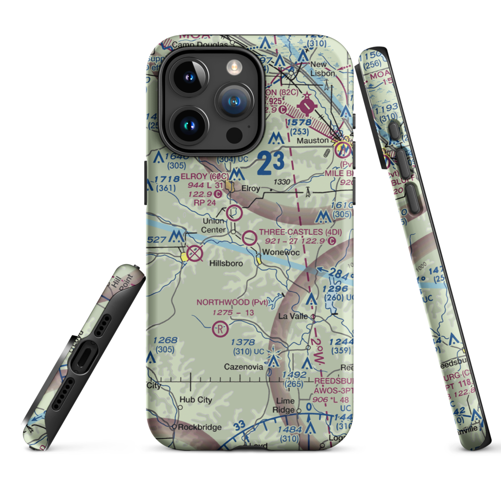 Three Castles Airpark (4D1) VFR Sectional  Tough iPhone Case iPhone 15 Pro Max model shown