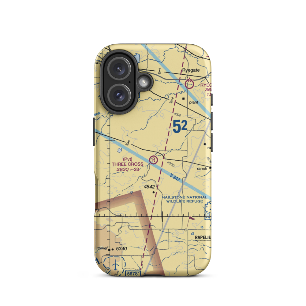 Three Cross Ranch Airport (3MT3) VFR Sectional  Tough iPhone Case iPhone 16 model shown