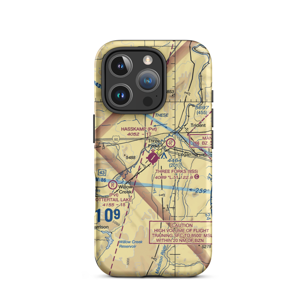 Three Forks Airport (9S5) VFR Sectional  Tough iPhone Case iPhone 16 Pro model shown