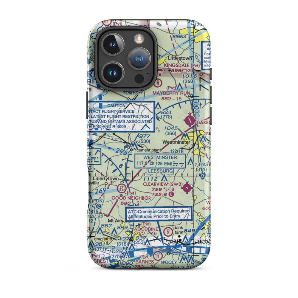 Three J Airport (MD56) VFR Sectional  Tough iPhone Case iPhone 16 Pro Max model shown