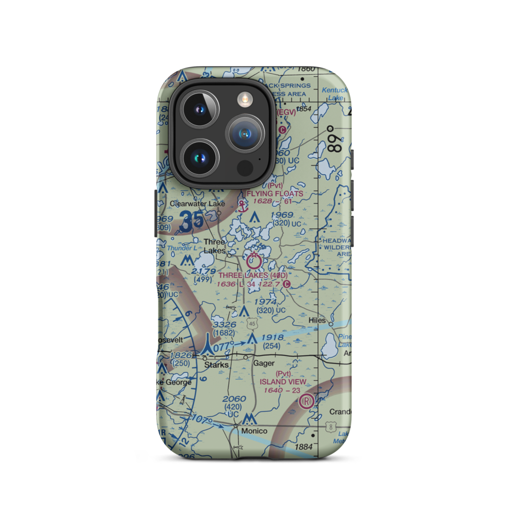 Three Lakes Municipal Airport (40D) VFR Sectional  Tough iPhone Case iPhone 16 Pro model shown