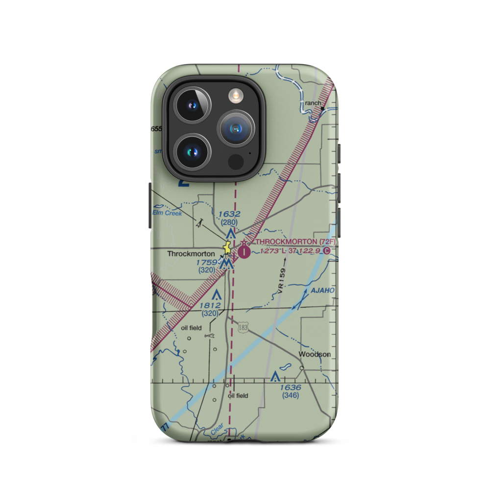 Throckmorton Municipal Airport (72F) VFR Sectional  Tough iPhone Case iPhone 16 Pro model shown