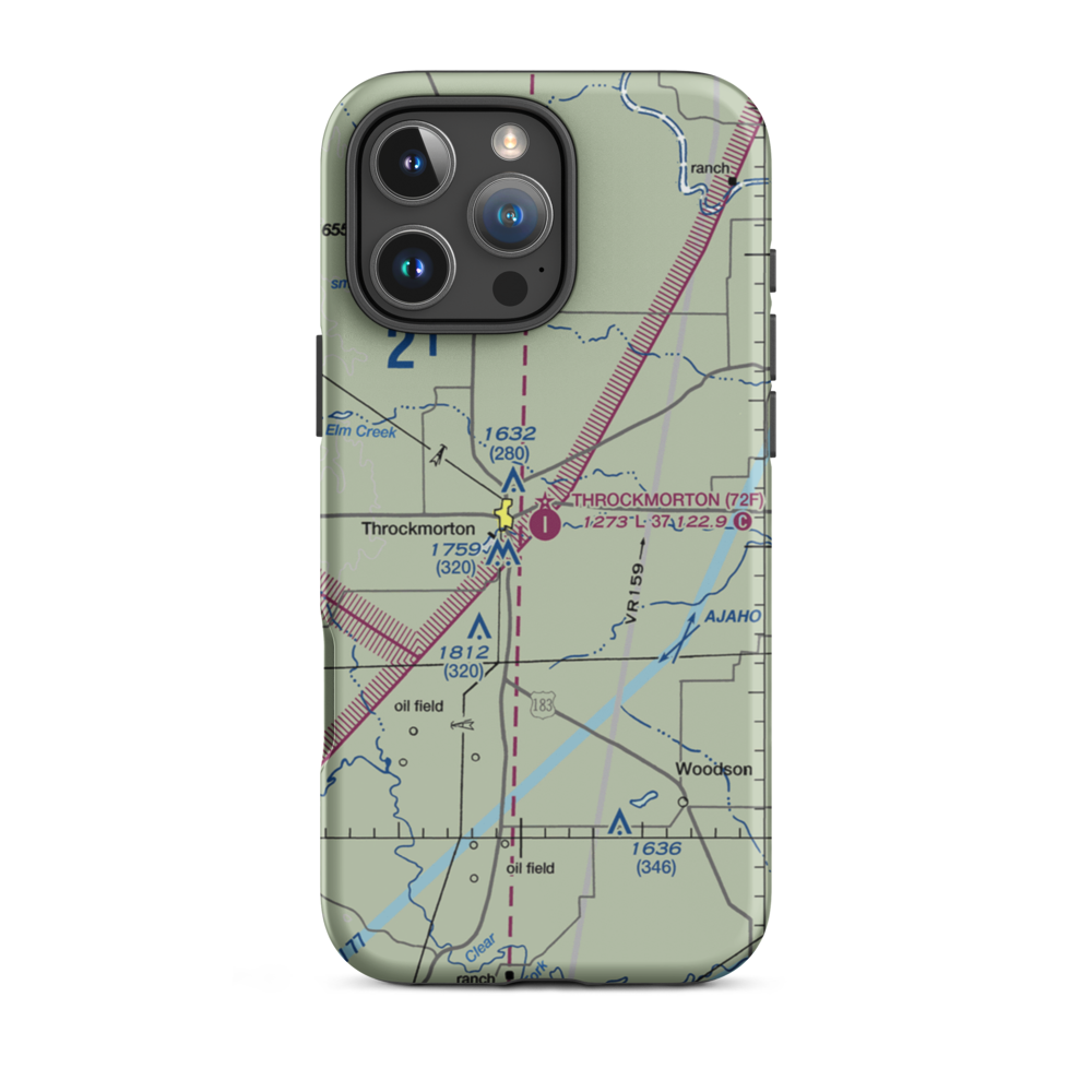 Throckmorton Municipal Airport (72F) VFR Sectional  Tough iPhone Case iPhone 16 Pro Max model shown
