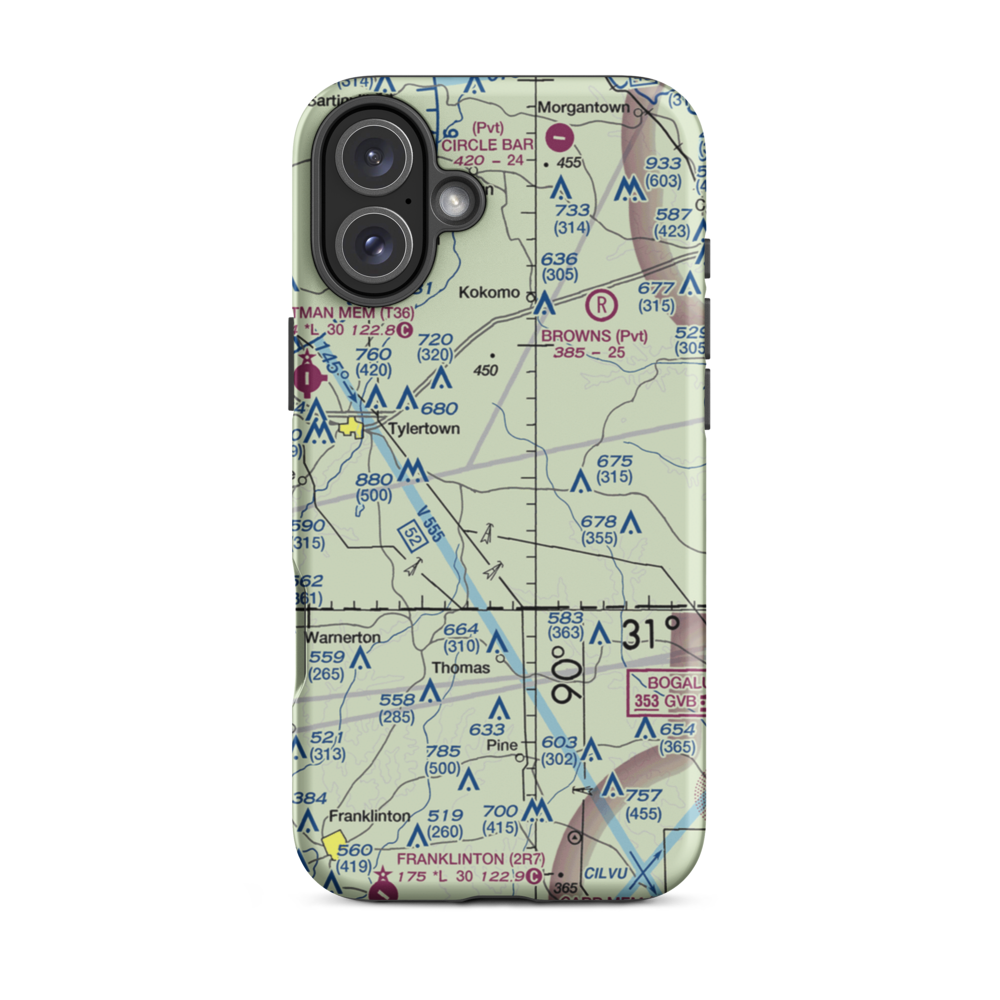 Thunderfoot Ranch Airport (3MS2) VFR Sectional  Tough iPhone Case iPhone 16 Plus model shown
