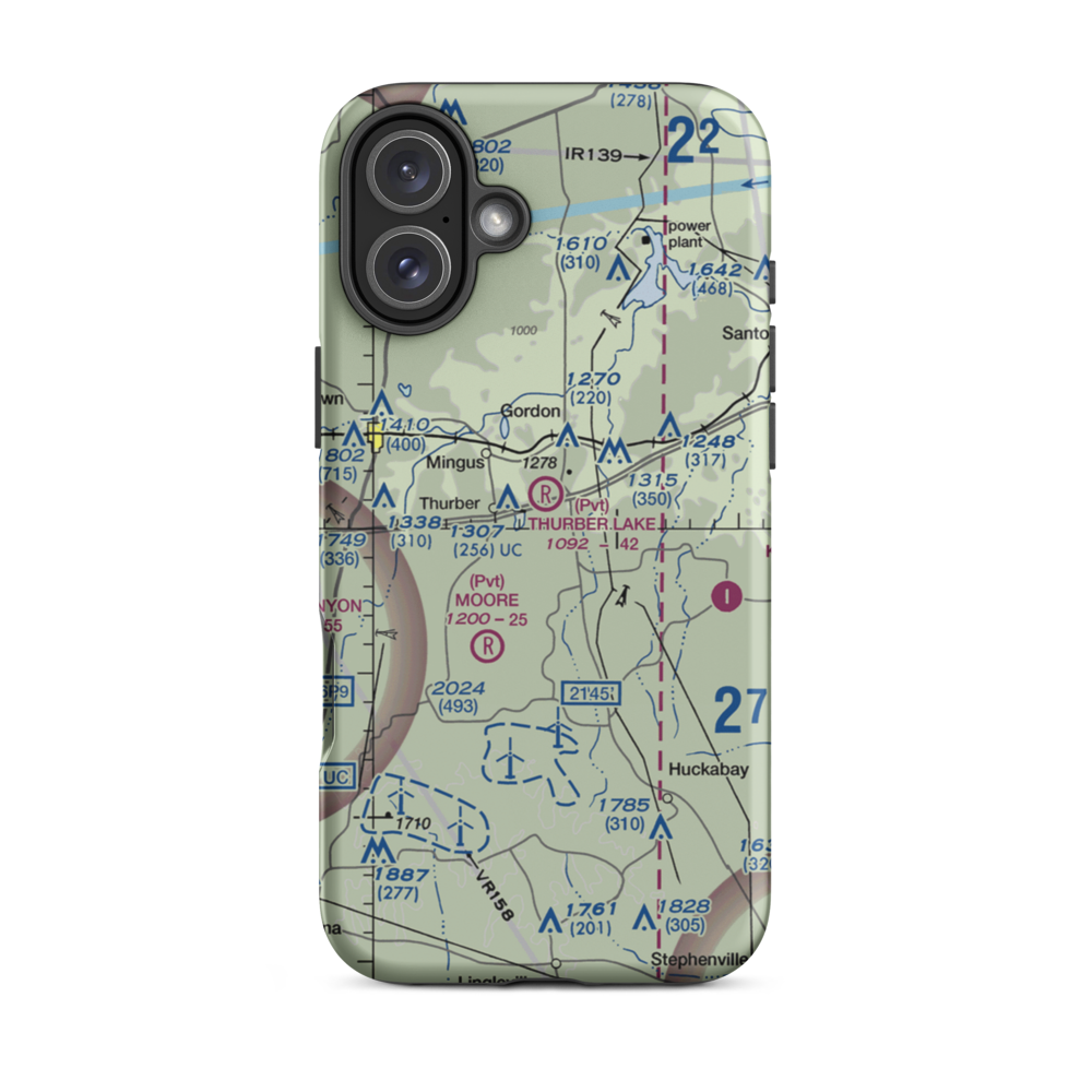 Thurber Lake Airport (24TX) VFR Sectional  Tough iPhone Case iPhone 16 Plus model shown
