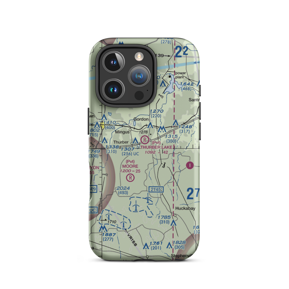 Thurber Lake Airport (24TX) VFR Sectional  Tough iPhone Case iPhone 16 Pro model shown