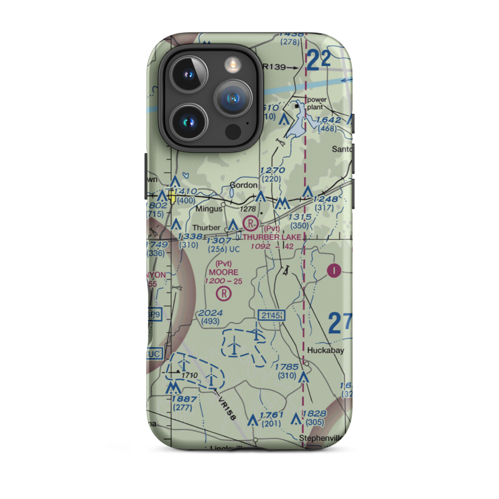 Thurber Lake Airport (24TX) VFR Sectional  Tough iPhone Case iPhone 16 Pro Max model shown