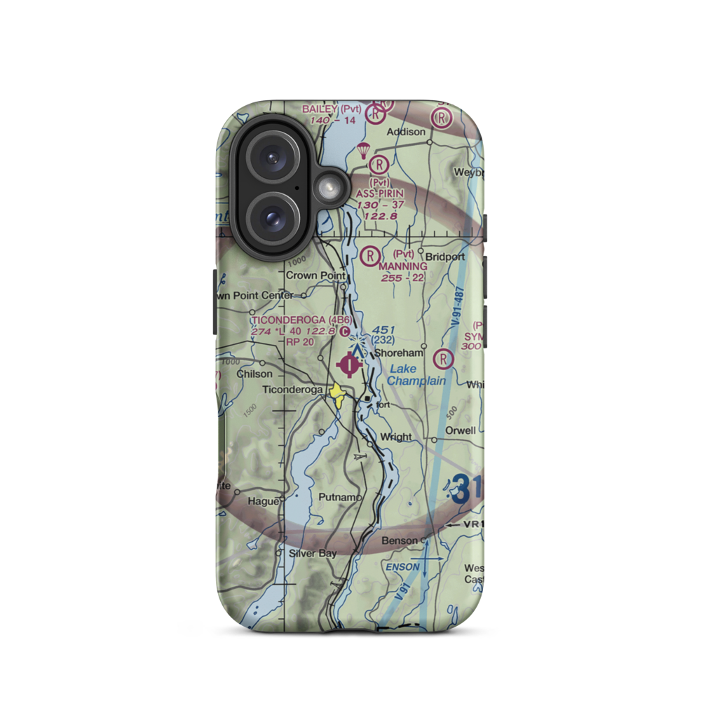 Ticonderoga Municipal Airport (4B6) VFR Sectional  Tough iPhone Case iPhone 16 model shown
