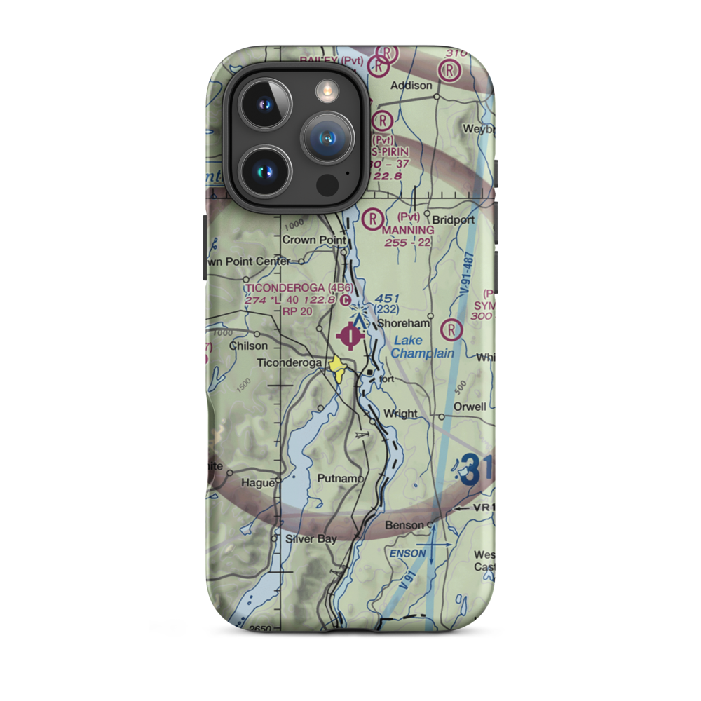 Ticonderoga Municipal Airport (4B6) VFR Sectional  Tough iPhone Case iPhone 16 Pro Max model shown
