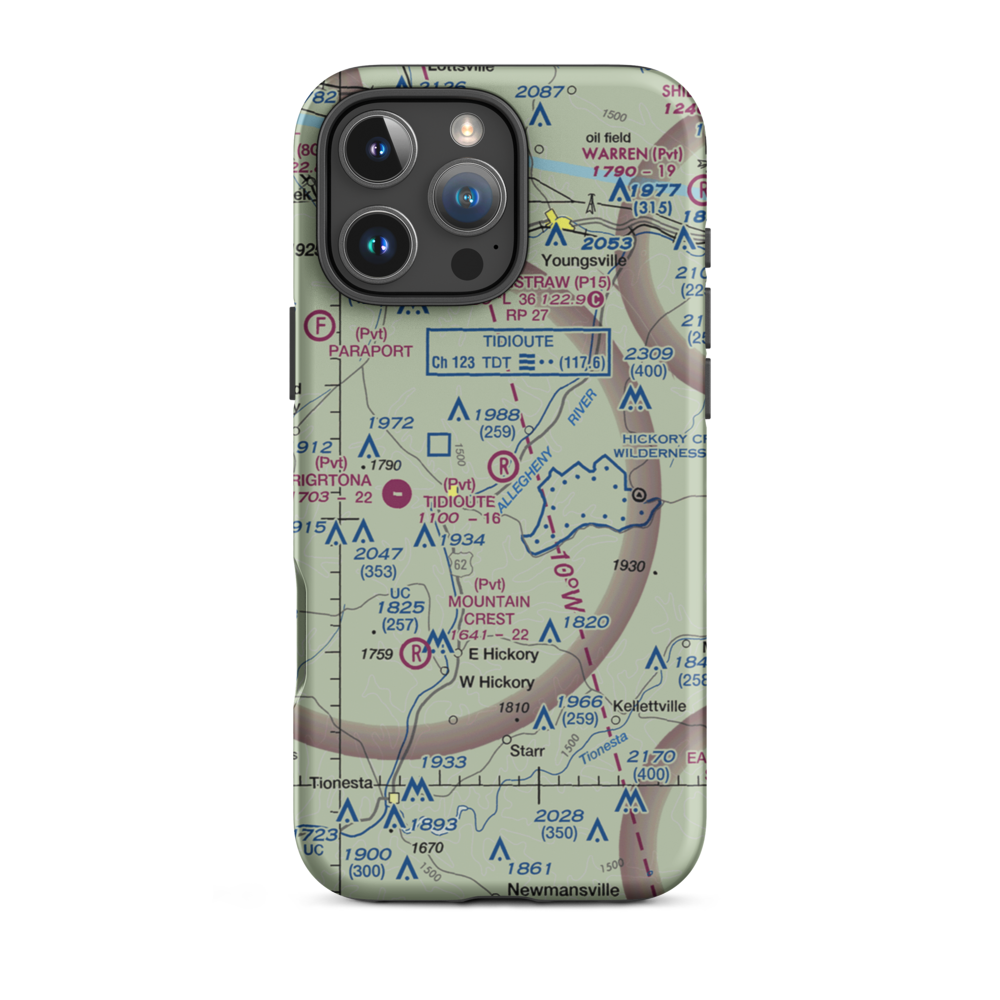 Tidioute Airport (PS61) VFR Sectional  Tough iPhone Case iPhone 16 Pro Max model shown