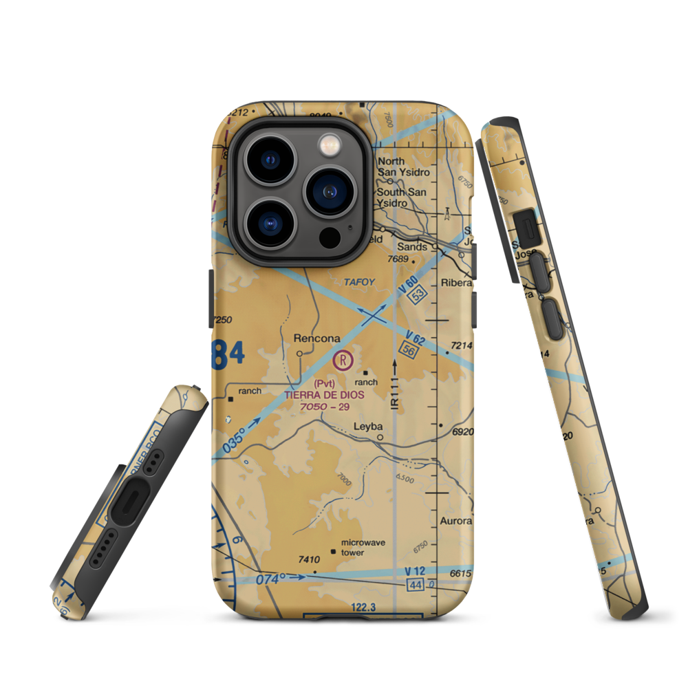Tierra De Dios Airport (NM92) VFR Sectional  Tough iPhone Case iPhone 14 Pro model shown