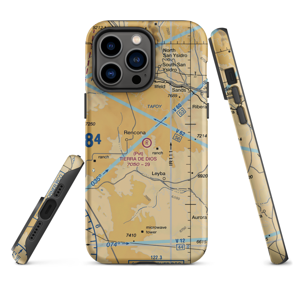 Tierra De Dios Airport (NM92) VFR Sectional  Tough iPhone Case iPhone 14 Pro Max model shown