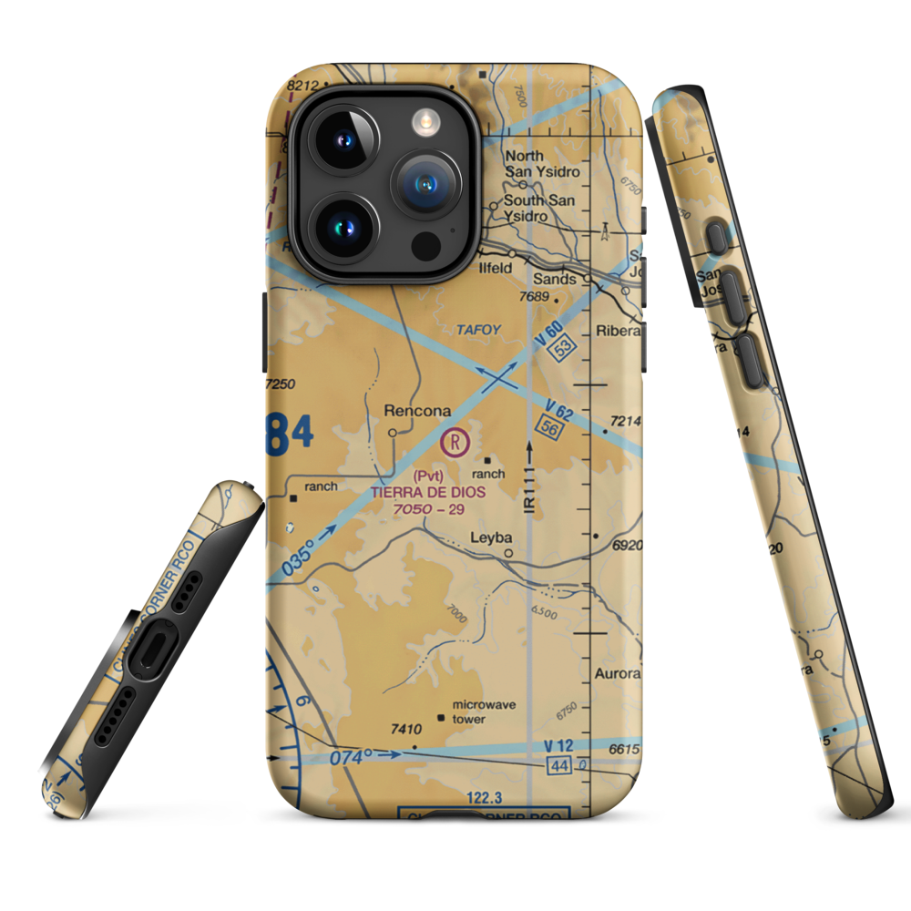 Tierra De Dios Airport (NM92) VFR Sectional  Tough iPhone Case iPhone 15 Pro Max model shown