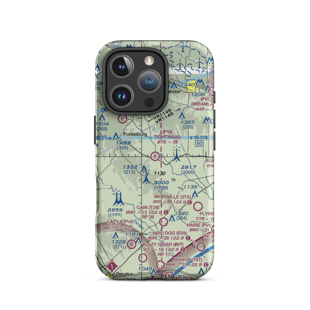 Tightwaad Air Ranch Airport (XA16) VFR Sectional  Tough iPhone Case iPhone 16 Pro model shown