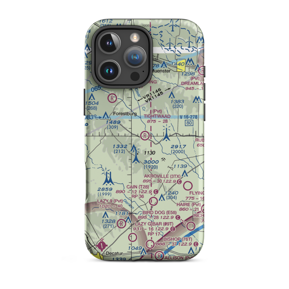 Tightwaad Air Ranch Airport (XA16) VFR Sectional  Tough iPhone Case iPhone 16 Pro Max model shown