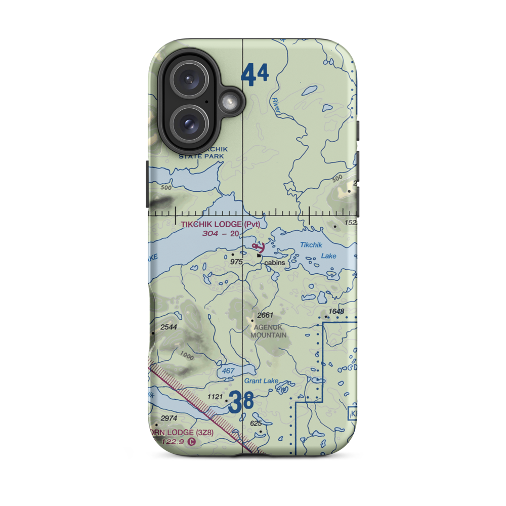 Tikchik Lodge Seaplane Base (KTH) VFR Sectional  Tough iPhone Case iPhone 16 Plus model shown