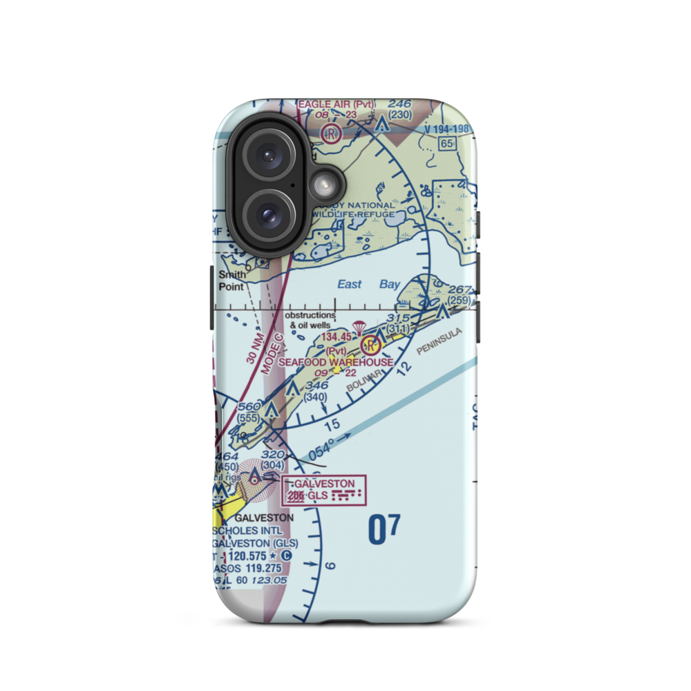 Tiki Island (US-0265) VFR Sectional  Tough iPhone Case iPhone 16 model shown