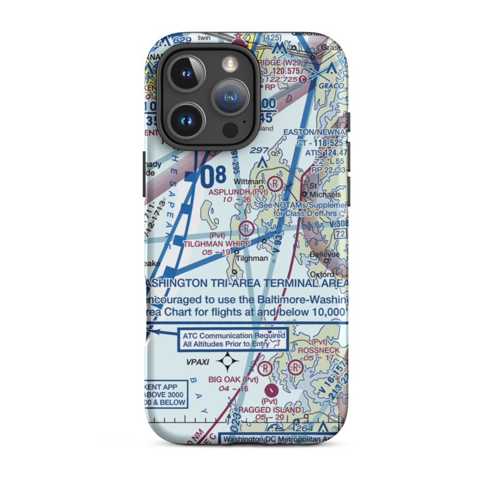 Tilghman Whipp Airport (7MD9) VFR Sectional  Tough iPhone Case iPhone 16 Pro Max model shown
