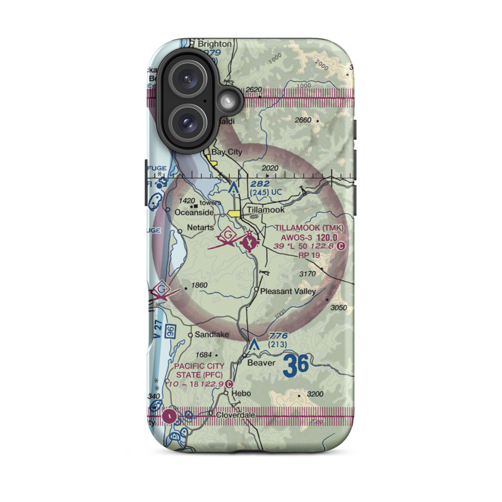 Tillamook Airport (TMK) VFR Sectional  Tough iPhone Case iPhone 16 Plus model shown