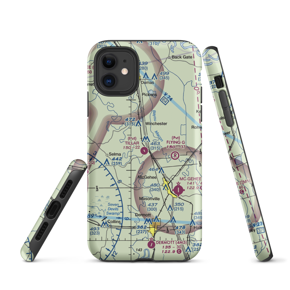 Tillar Airport (5AR1) VFR Sectional  Tough iPhone Case iPhone 11 model shown