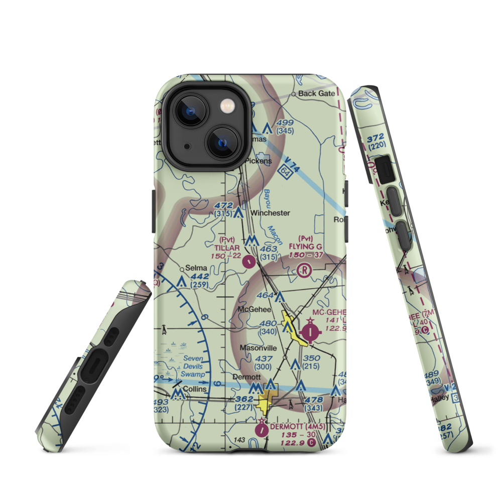 Tillar Airport (5AR1) VFR Sectional  Tough iPhone Case iPhone 14 model shown