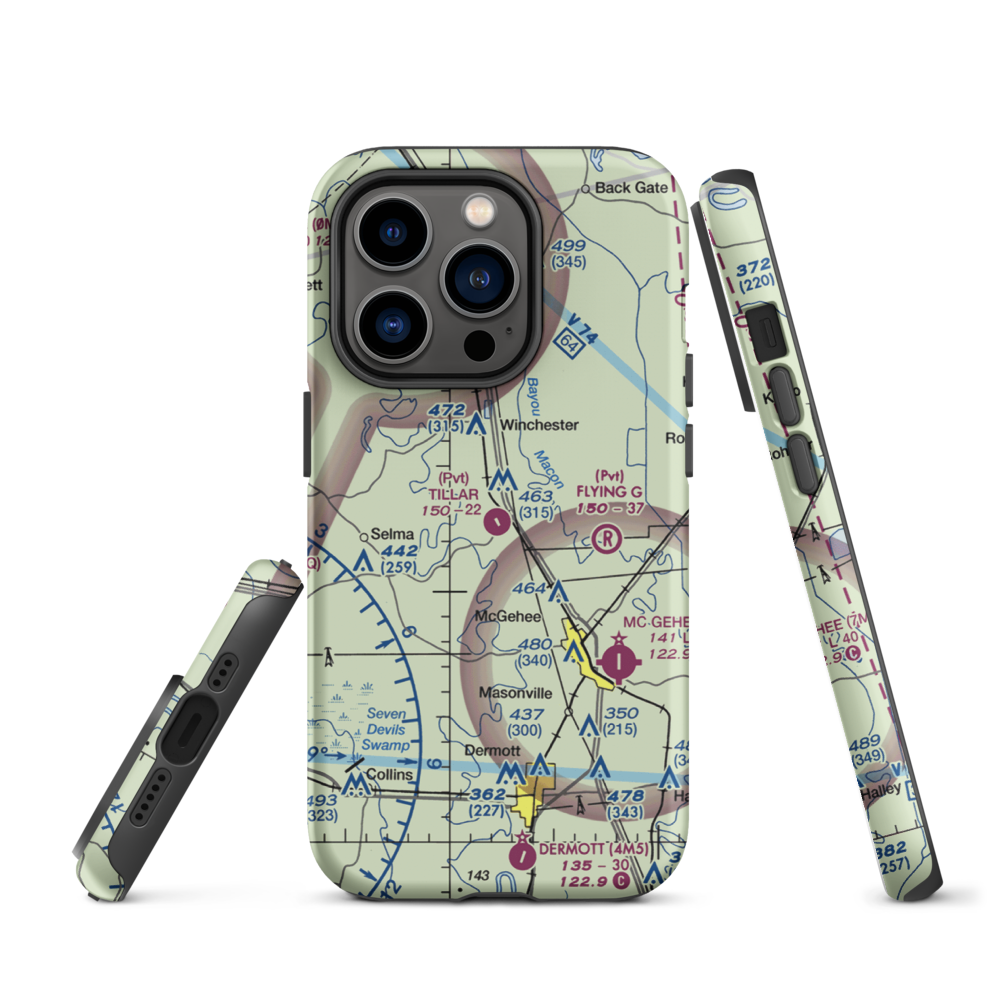 Tillar Airport (5AR1) VFR Sectional  Tough iPhone Case iPhone 14 Pro model shown