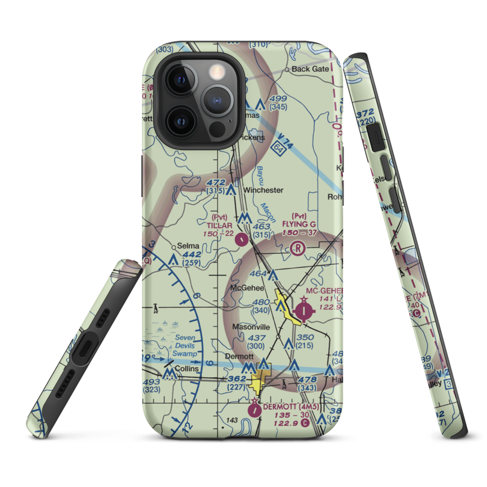 Tillar Airport (5AR1) VFR Sectional  Tough iPhone Case iPhone 12 Pro Max model shown