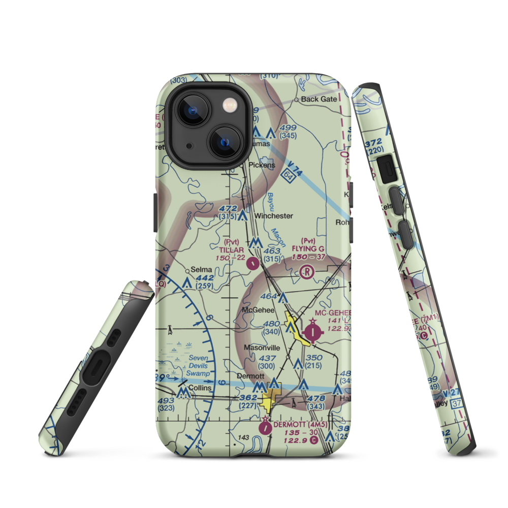 Tillar Airport (5AR1) VFR Sectional  Tough iPhone Case iPhone 13 model shown
