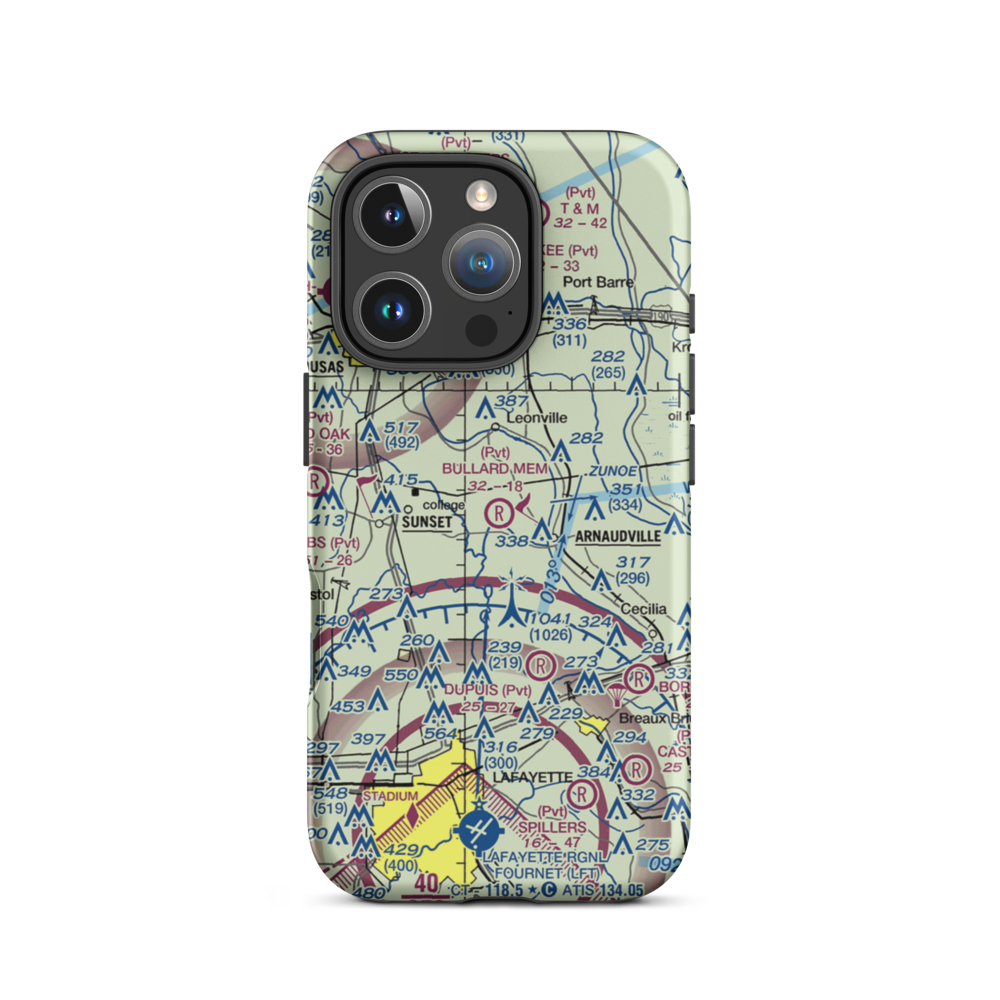 Tim Bullard Memorial Airport (LS91) VFR Sectional  Tough iPhone Case iPhone 16 Pro model shown