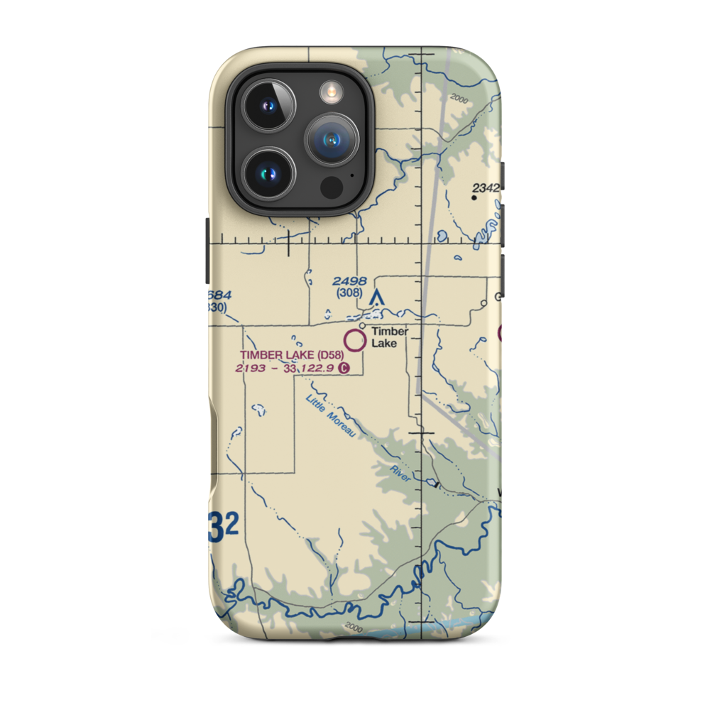 Timber Lake Municipal Airport (D58) VFR Sectional  Tough iPhone Case iPhone 16 Pro Max model shown