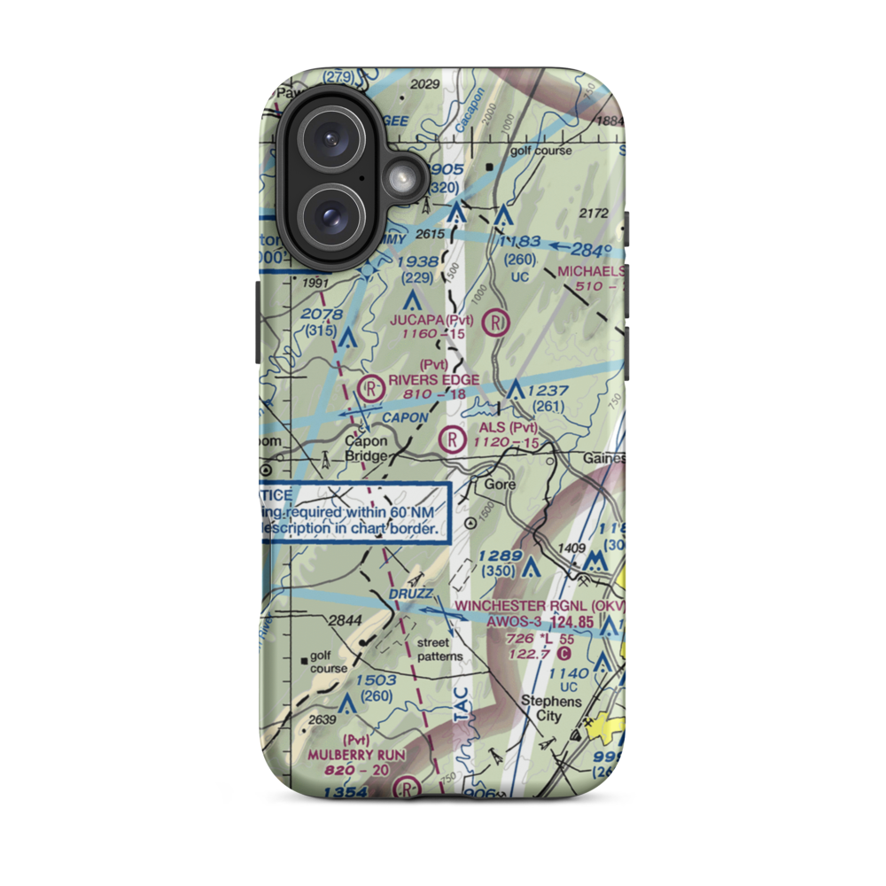 Timber Ridge Airpark (VA46) VFR Sectional  Tough iPhone Case iPhone 16 Plus model shown