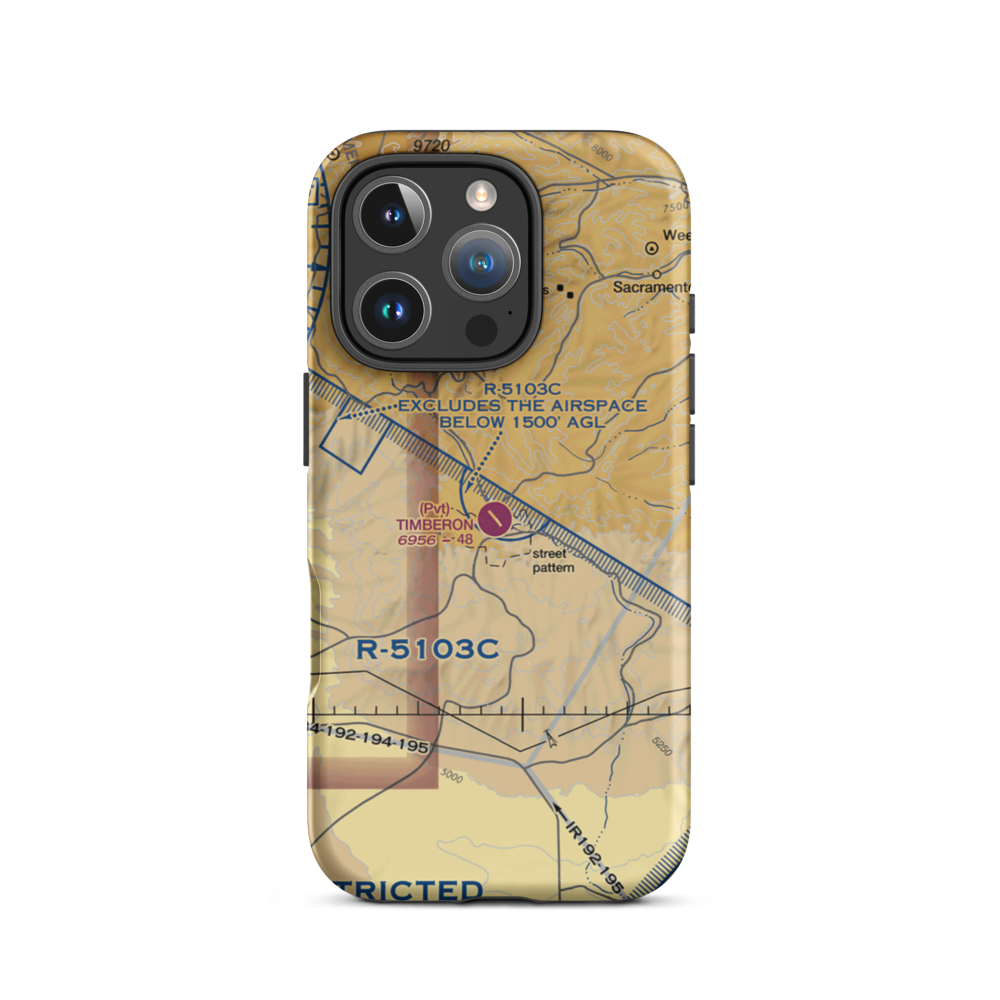 Timberon Airport (52NM) VFR Sectional  Tough iPhone Case iPhone 16 Pro model shown