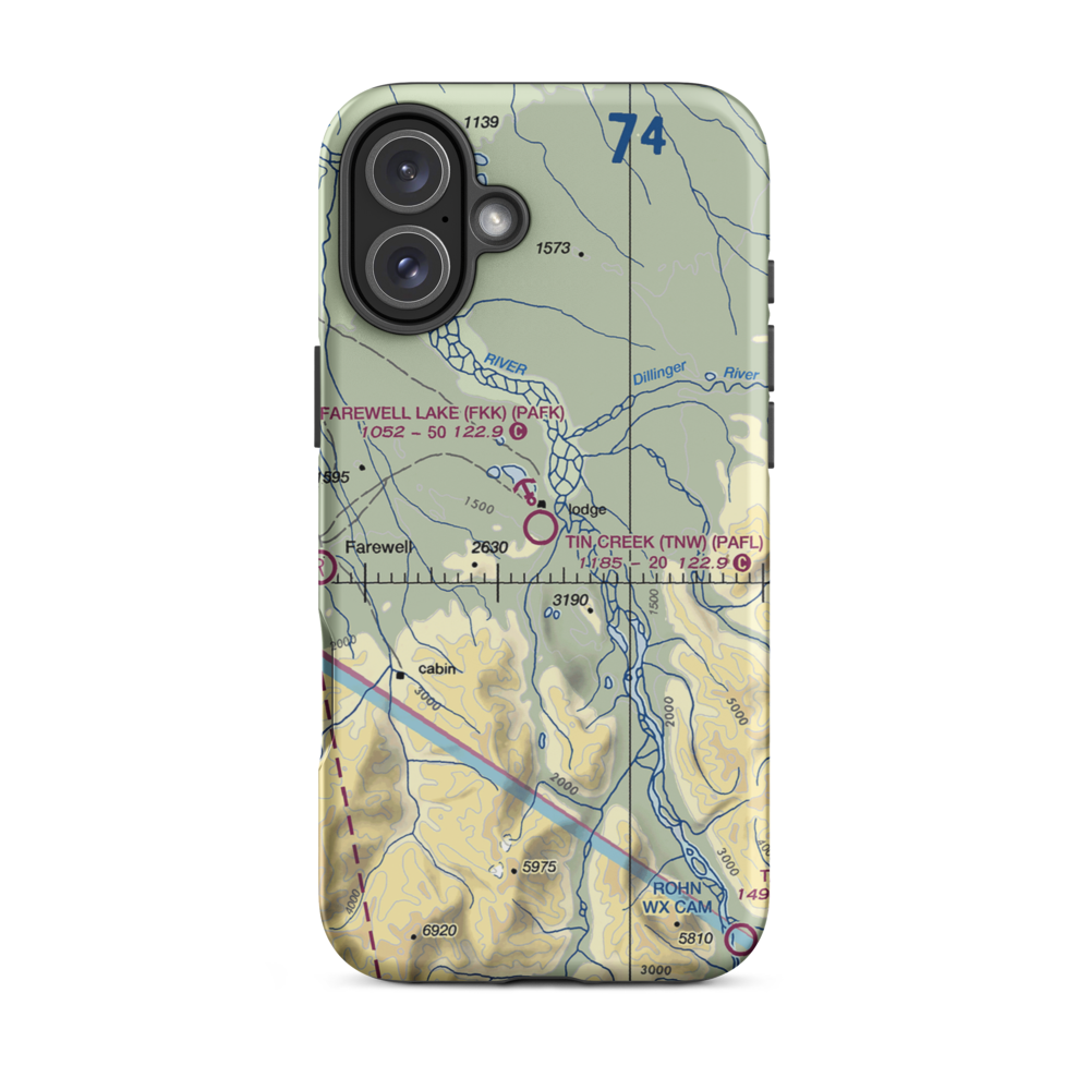 Tin Creek Airport (TNW) VFR Sectional  Tough iPhone Case iPhone 16 Plus model shown