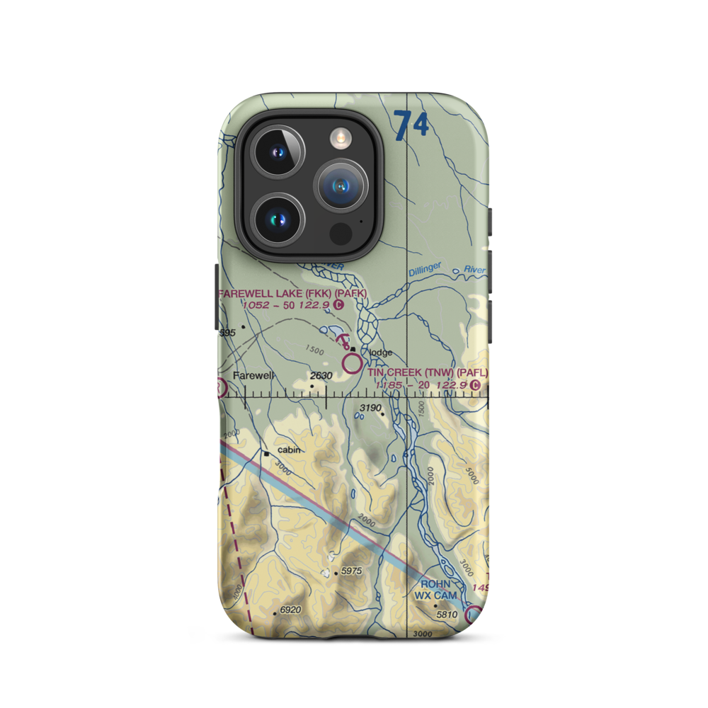 Tin Creek Airport (TNW) VFR Sectional  Tough iPhone Case iPhone 16 Pro model shown