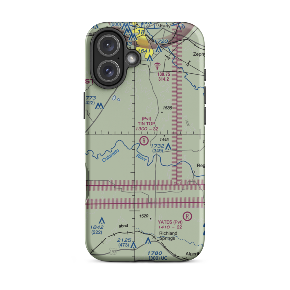 Tin Top Ranch Airport (3TA4) VFR Sectional  Tough iPhone Case iPhone 16 Plus model shown