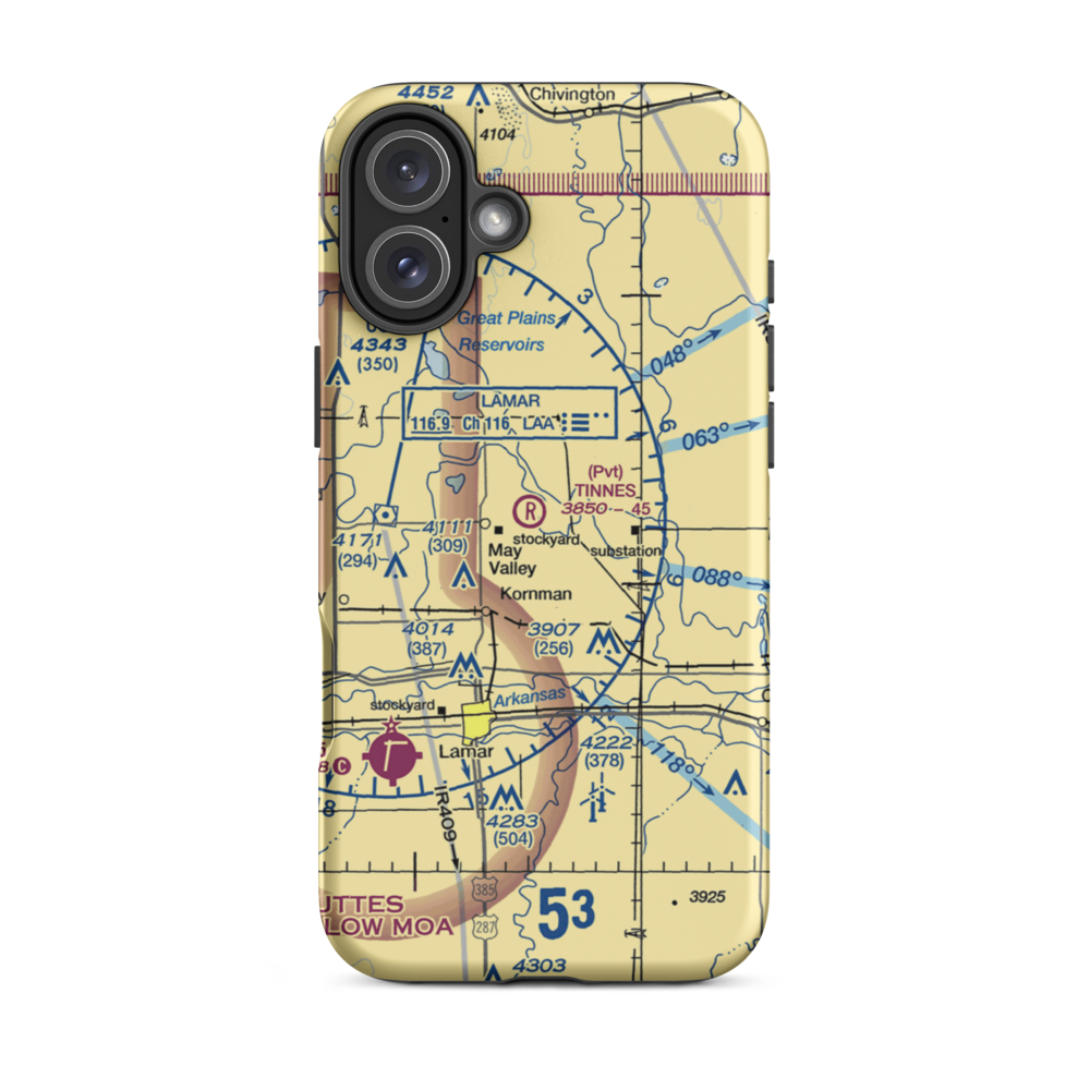 Tinnes Airport (CD03) VFR Sectional  Tough iPhone Case iPhone 16 Plus model shown